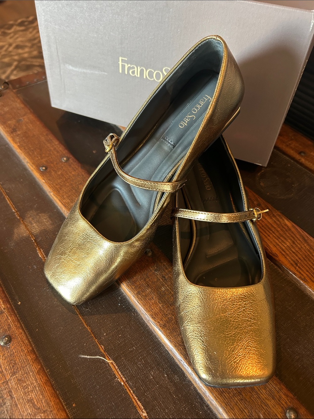 Franco Sarto Metallic Gold Mary Jane Flats